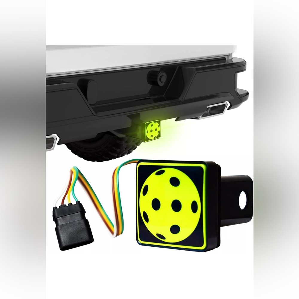 LED Hitch Cover with Yellow and Black Design Pickleball